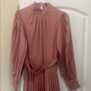 Boohoo Dusty Pink Long Sleeve Dress